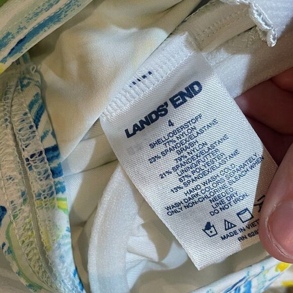 Lands End 4 Twist Front Underwire Tankini Skirt Bottoms Swimsuit Set Lemons Blue - Picture 8 of 13